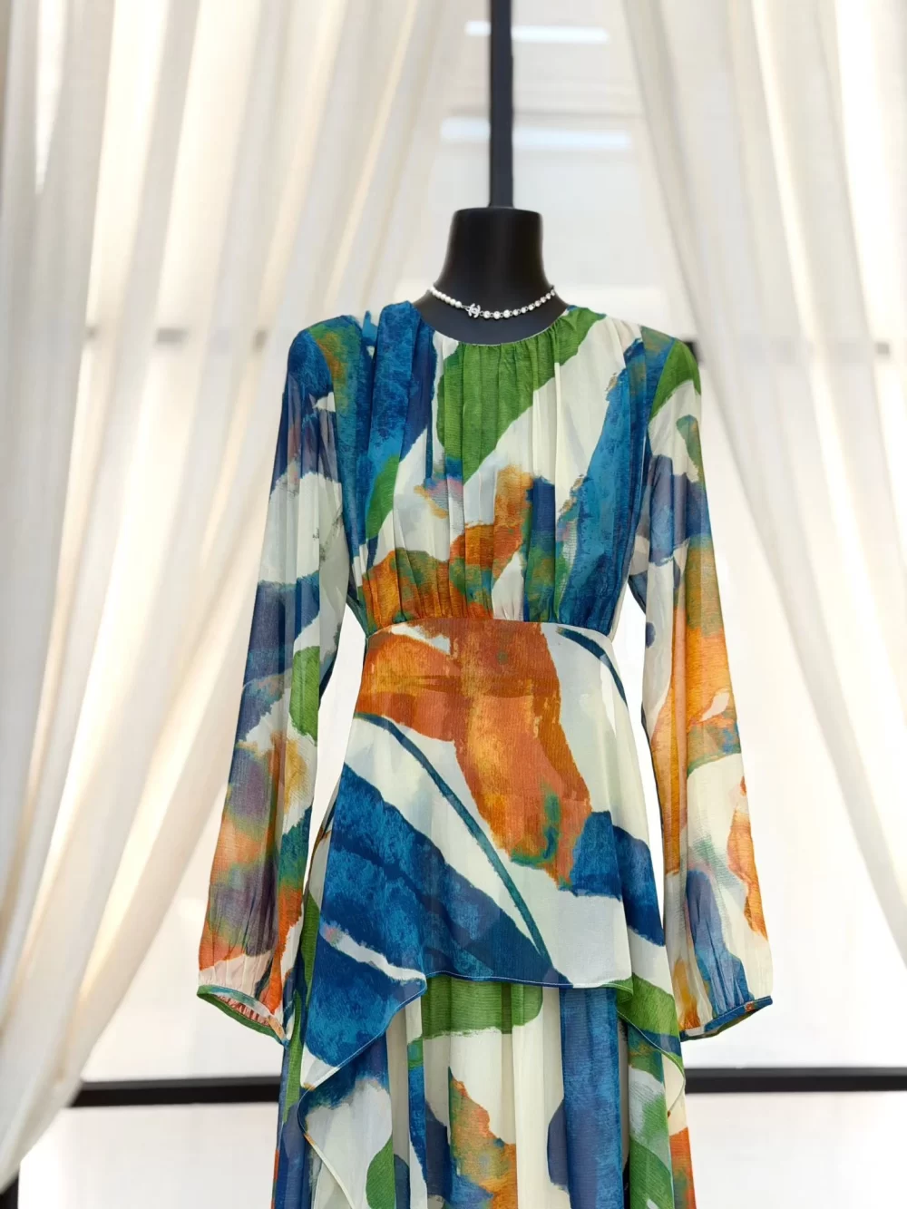 Abstract Print Maxi Dress